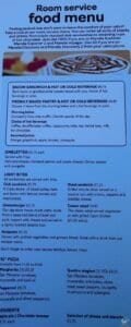Marella Cruises Room Service Menu Guide