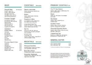 Marella Cruises Squid & Anchor Bar Drinks Menu Guide