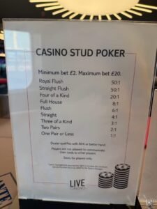 Marella Discovery 2 Casino Stud Poker Rules and Progressive Jackpot
