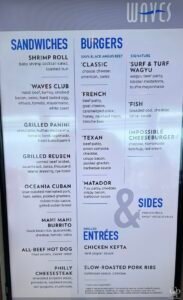 Oceania Cruises Waves Grill Menu Guide
