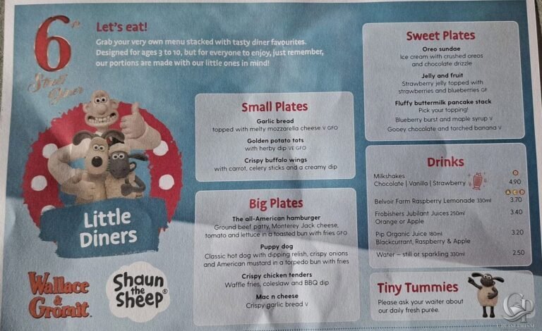 P&O Arvia 6th Street Diner Children’s Menu