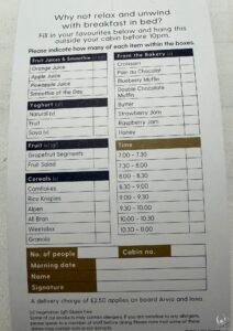 P&O Room Service Breakfast Menu: What You Can Order to Your Cabin