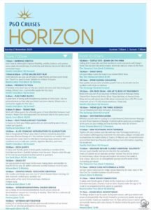 P&O Ventura Horizon Daily Programs and Onboard Activities