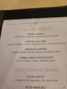 Regent Seven Seas Coffee Menu Guide