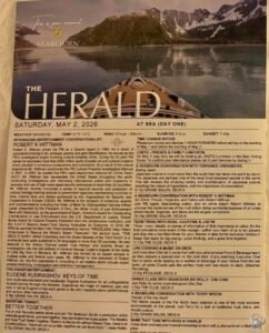 Seabourn Herald Daily Program: At Sea