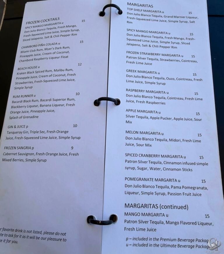 Azamara Bar Drink Menu (Photos & Prices)