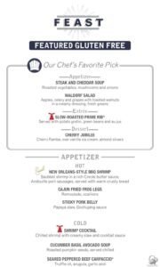 Carnival Cruise Line Gluten-Free Dinner Menus
