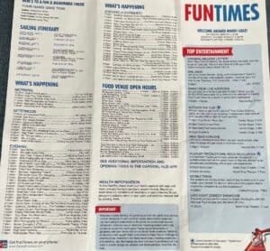 Carnival Mardi Gras FunTimes Daily Programs: Sea Day & Embarkation