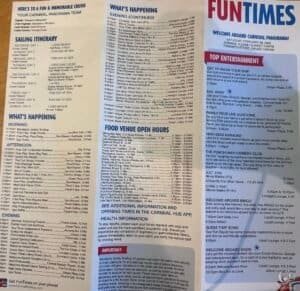 Carnival Panorama FunTimes Daily Program