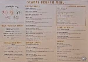 Carnival Sea Day Brunch Menu