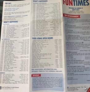 Carnival Valor FunTimes Daily Programs: Cozumel, Progreso & Sea Day