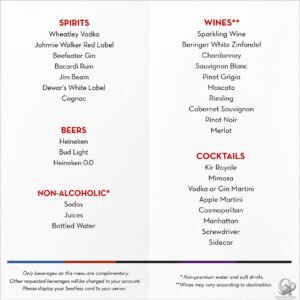 Celebrity Cruises Captain’s Club Elite Cocktail Menu
