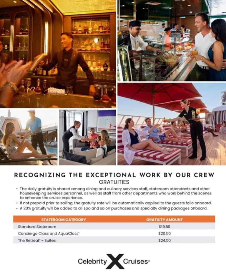 Celebrity Cruises Gratuities: Daily Rates and What to Expect