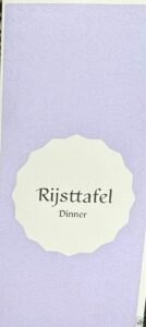 Holland America Rijsttafel Dinner Menu