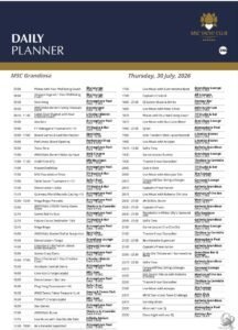 MSC Grandiosa Yacht Club Daily Programs