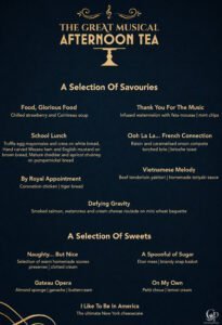 Marella Cruises Great Musical Afternoon Tea Menu
