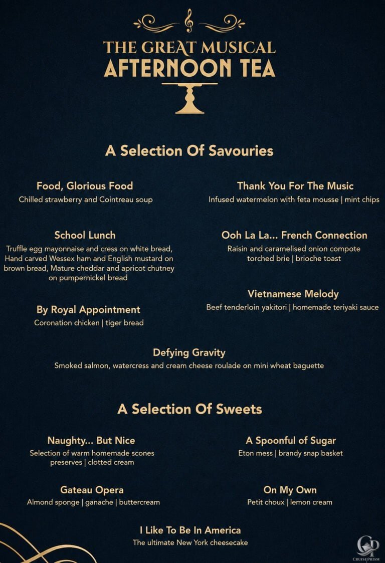 Marella Cruises Great Musical Afternoon Tea Menu