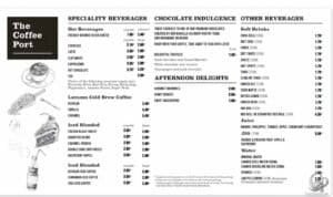 Marella Discovery 2 Coffee Port Menu