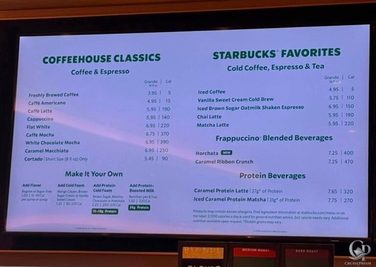 Norwegian Cruise Line Starbucks Menu & Prices