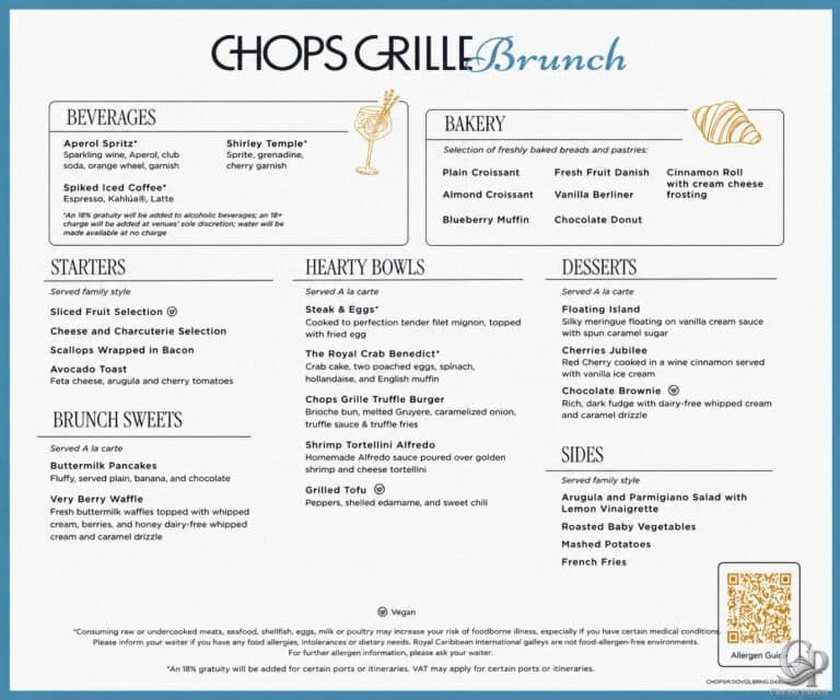 Royal Caribbean Chops Grille Brunch Menu
