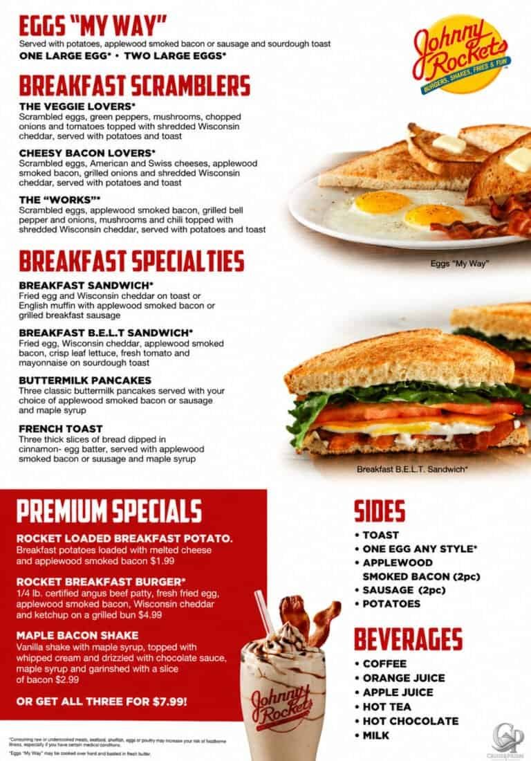 Royal Caribbean Johnny Rockets Breakfast Menu
