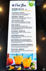 Royal Caribbean Pool Bar Menu (Photos & Cocktails)