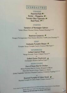 TUI River Cruises Verdastro Gala Dinner Menu