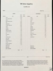 Tauck MS Swiss Sapphire Laundry Prices