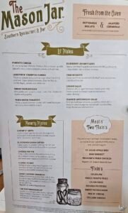 The Mason Jar Royal Caribbean Dinner Menu