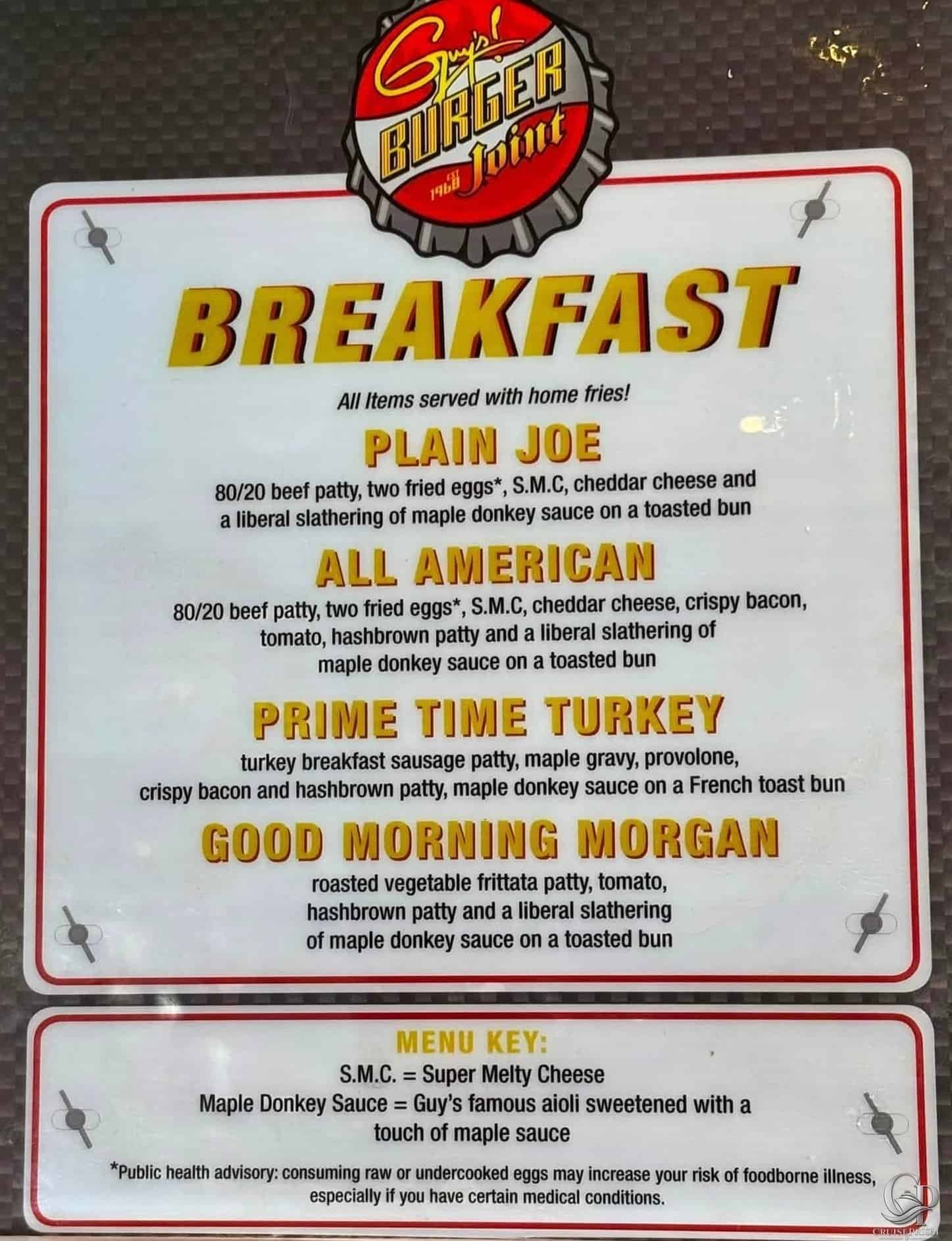 Carnival Guy’s Burger Joint Breakfast Menu: Breakfast Burgers & What to Expect