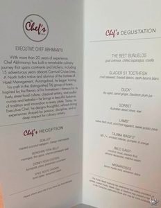 Carnival Splendor Chef’s Table Menu & Degustation Experience