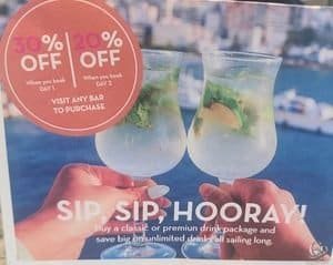 Celebrity Cruises Drink Package Onboard Discount: 30% Off Day 1