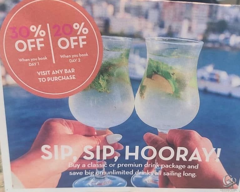 Celebrity Cruises Drink Package Onboard Discount: 30% Off Day 1