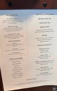 Explora Journeys Crema Café Coffee & Tea Menu