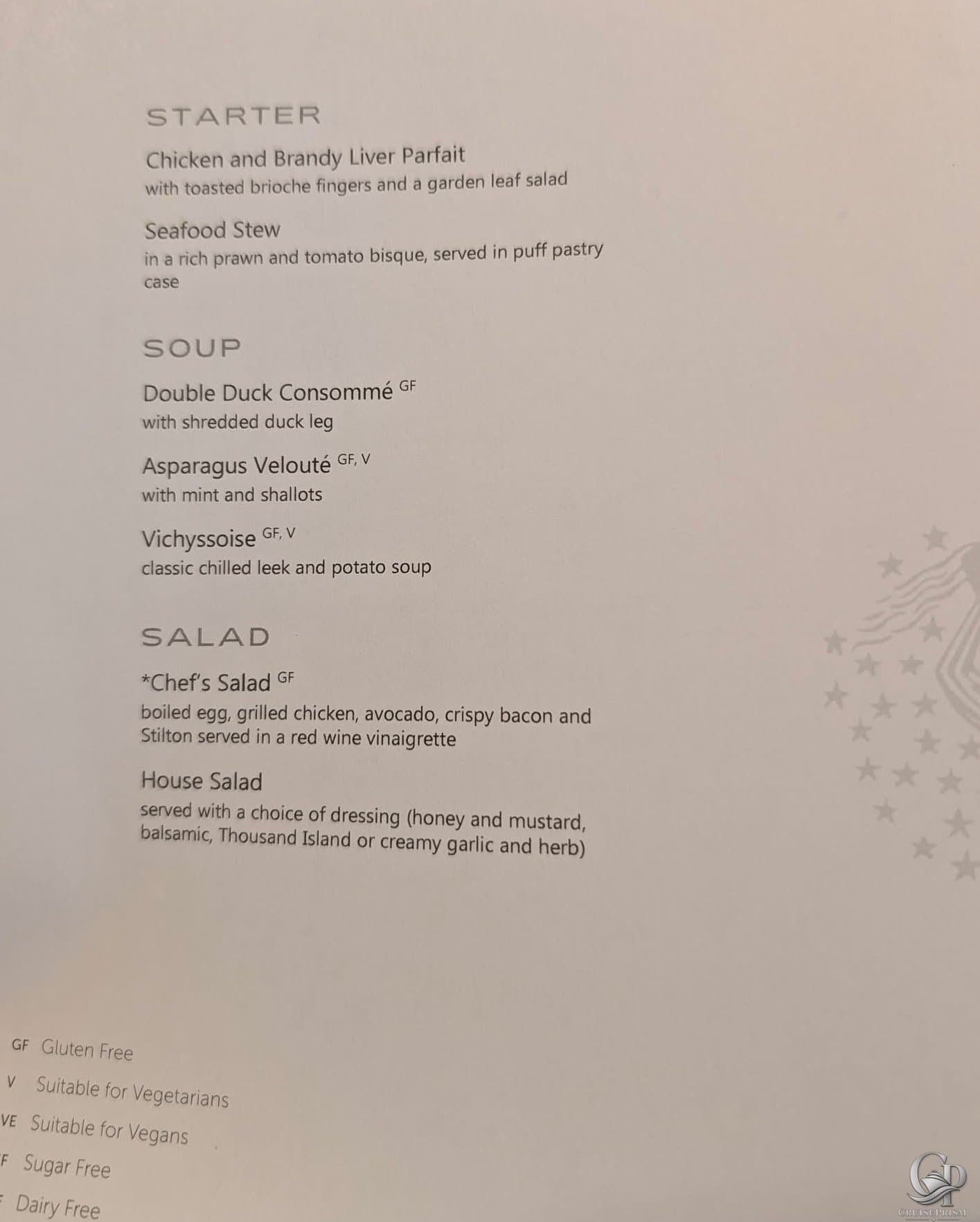 Fred. Olsen Balmoral Lunch and Dinner Menus