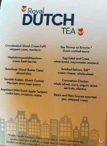 Holland America Royal Dutch Tea Menu & Afternoon Tea Guide