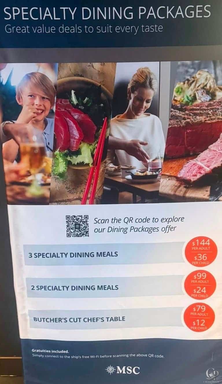 MSC Cruises Specialty Dining Packages & Prices Guide