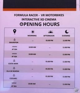 MSC Seascape Formula Racer, VR Motorbikes and Interactive XD Cinema Opening Hours