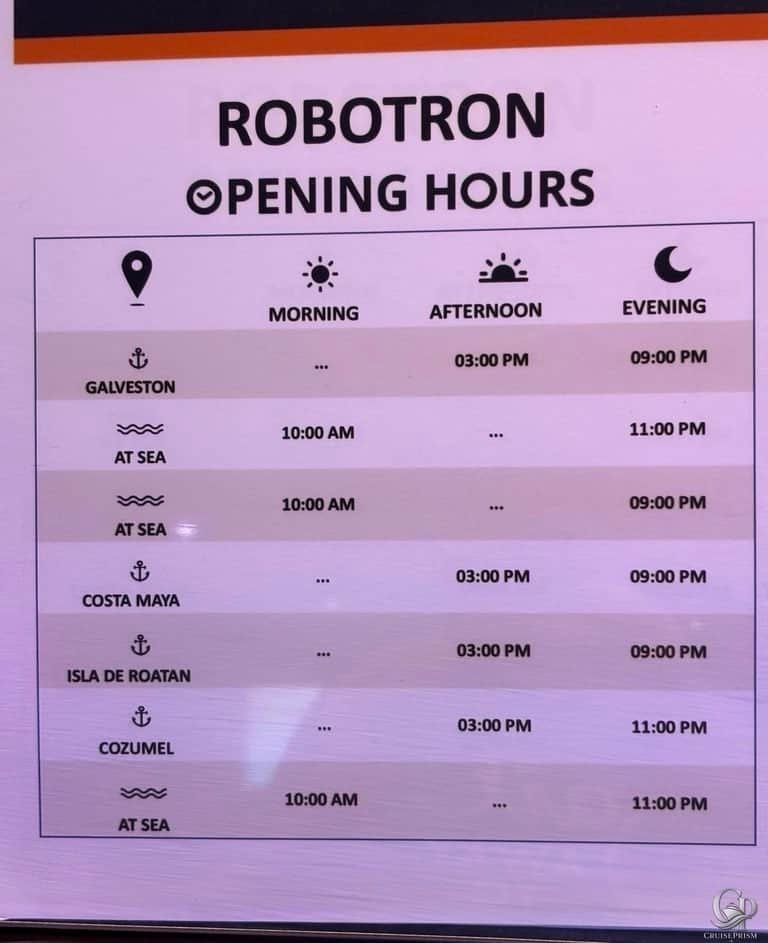 MSC Seascape ROBOTRON Opening Hours: Galveston Cruise Schedule