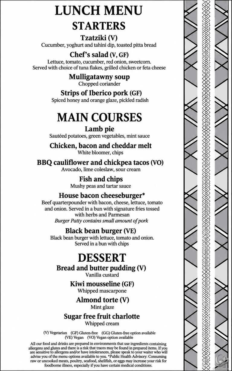 Marella Discovery 2 Lunch Menu Guide (Main Dining Room)