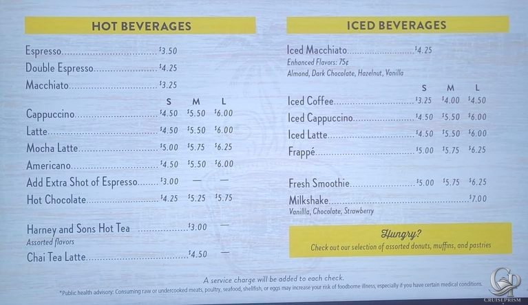 Margaritaville at Sea Coffee Shop Menu and Prices