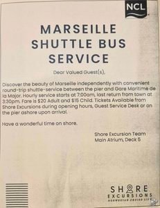 Norwegian Cruise Line Marseille Shuttle Bus: Price, Schedule and Drop-Off Point