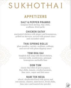 Norwegian Cruise Line Sukhothai Menu & Thai Dining Guide