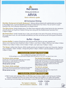 P&O Cruises Arvia Dining & Drinks Guide: Restaurants, Bars and Drinks Packages