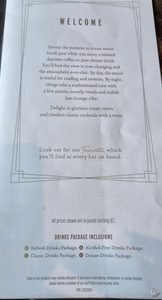 P&O Cruises Metropolis Bar Menu and Drink Prices