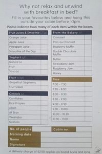P&O Cruises Room Service Breakfast Menu: What You Can Order to Your Cabin
