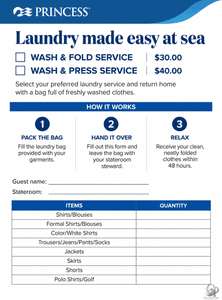 Princess Cruises Laundry Service Prices and How It Works