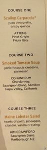 Royal Caribbean Chef’s Table Menu & Wine Pairings
