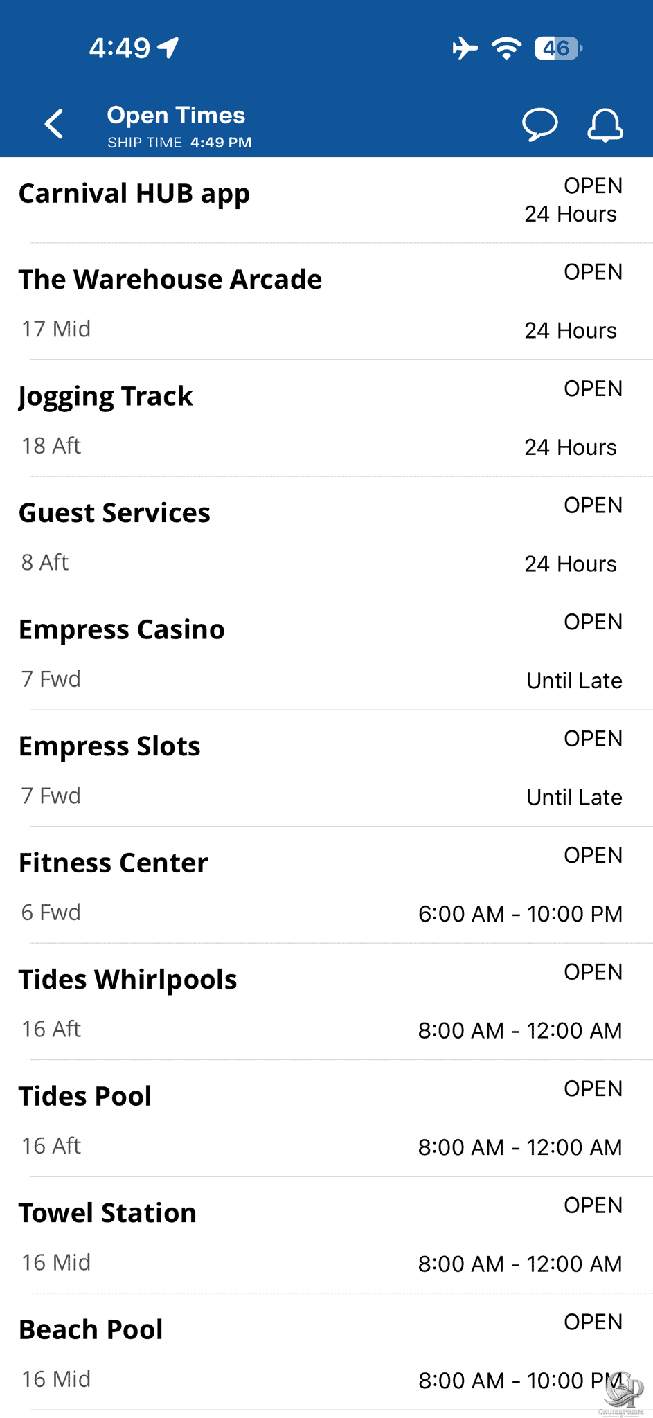 Carnival Celebration Hours: Pools, BOLT & Activities