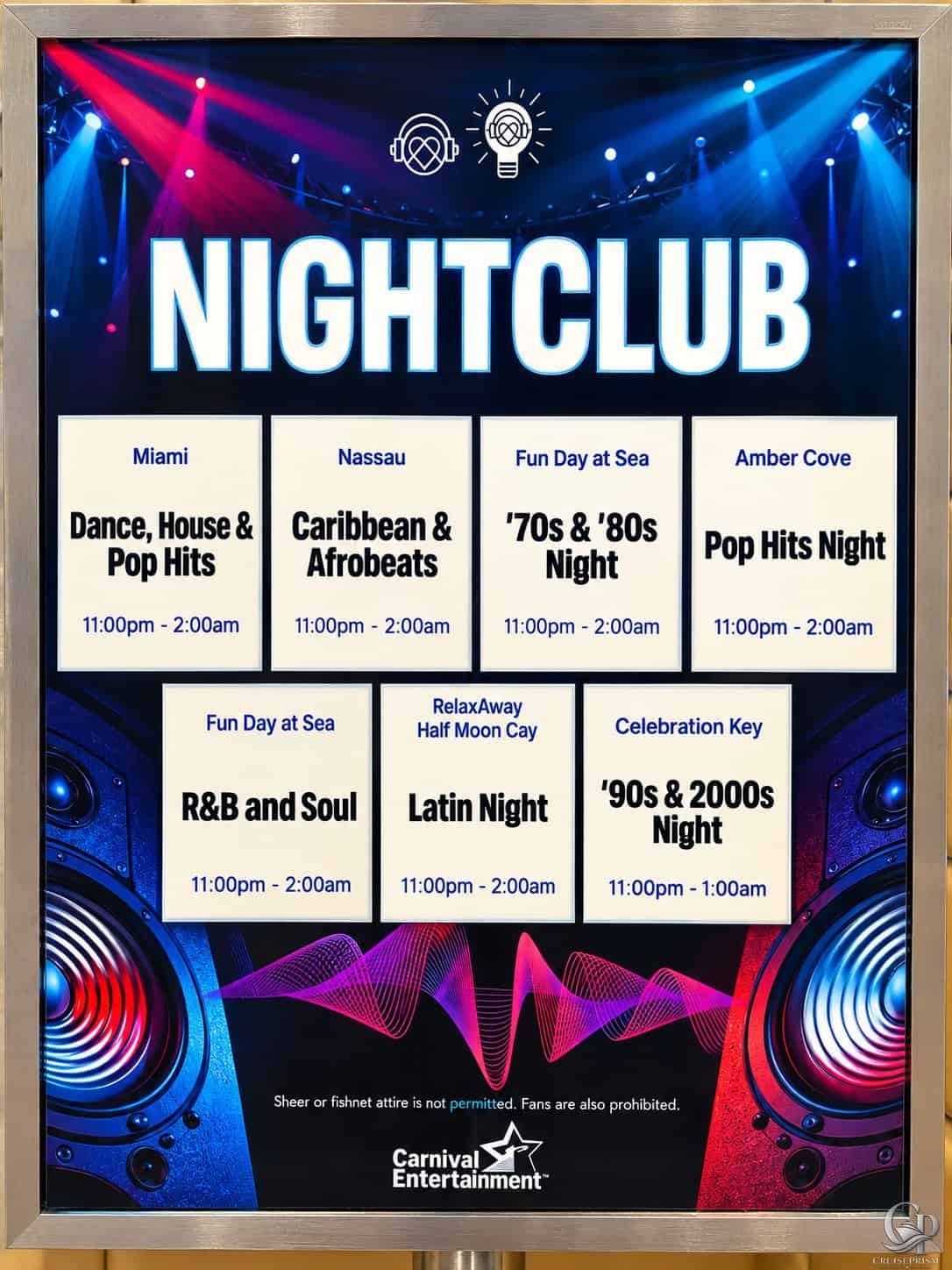 Carnival Celebration Nightclub Schedule: Theme Nights and Hours